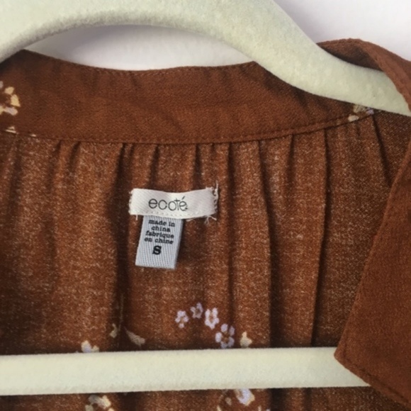 Ecote Lily Lace Up Floral Top Boho Gypsy Hippie - Picture 4 of 8